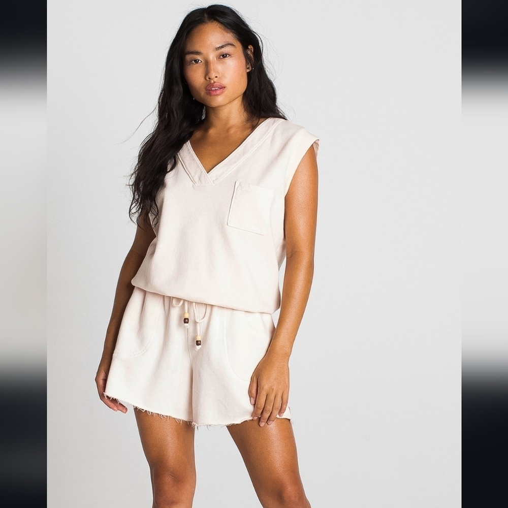 Cozeco By Whitney Port Organic Cotton Beach Vest French Terry Cream Large